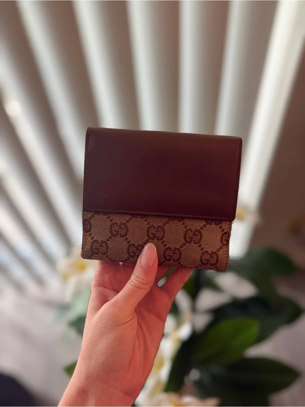 Gucci Brown Monogram Wallet with Silver Hardware